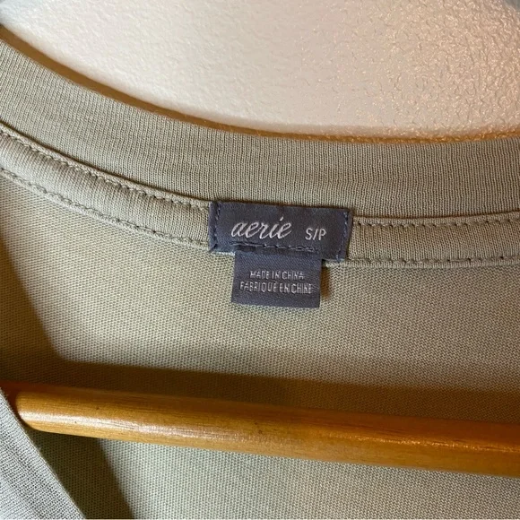 AERIE Light Sand Colored Tie Back Tee - Picture 2 of 5